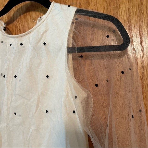 Zara Kids Girls Soft Cream Polka Dot Organza Blouse Size 11-12 Months - Picture 6 of 8